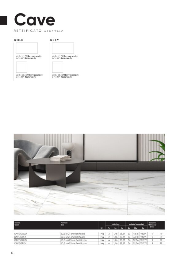 Gres porcellanato 2025 Linea Cave 60,5 cm x 121 rettificato; Anche su formato 60,5 x 60,5 rettificato - immagine 4