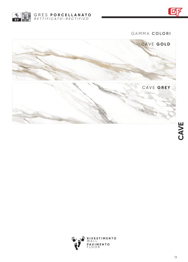 Gres porcellanato 2025 Linea Cave 60,5 cm x 121 rettificato; Anche su formato 60,5 x 60,5 rettificato