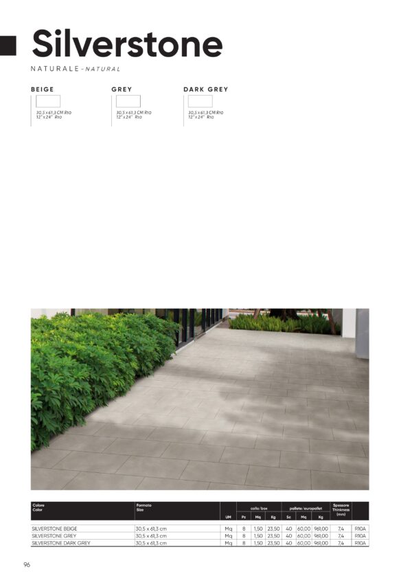 Gres porcellanato 2025 Linea Silverstone 30,5 x 61,3 cm R10 - immagine 4