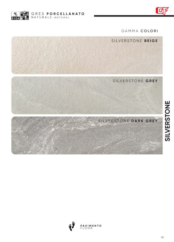 Gres porcellanato 2025 Linea Silverstone 30,5 x 61,3 cm R10